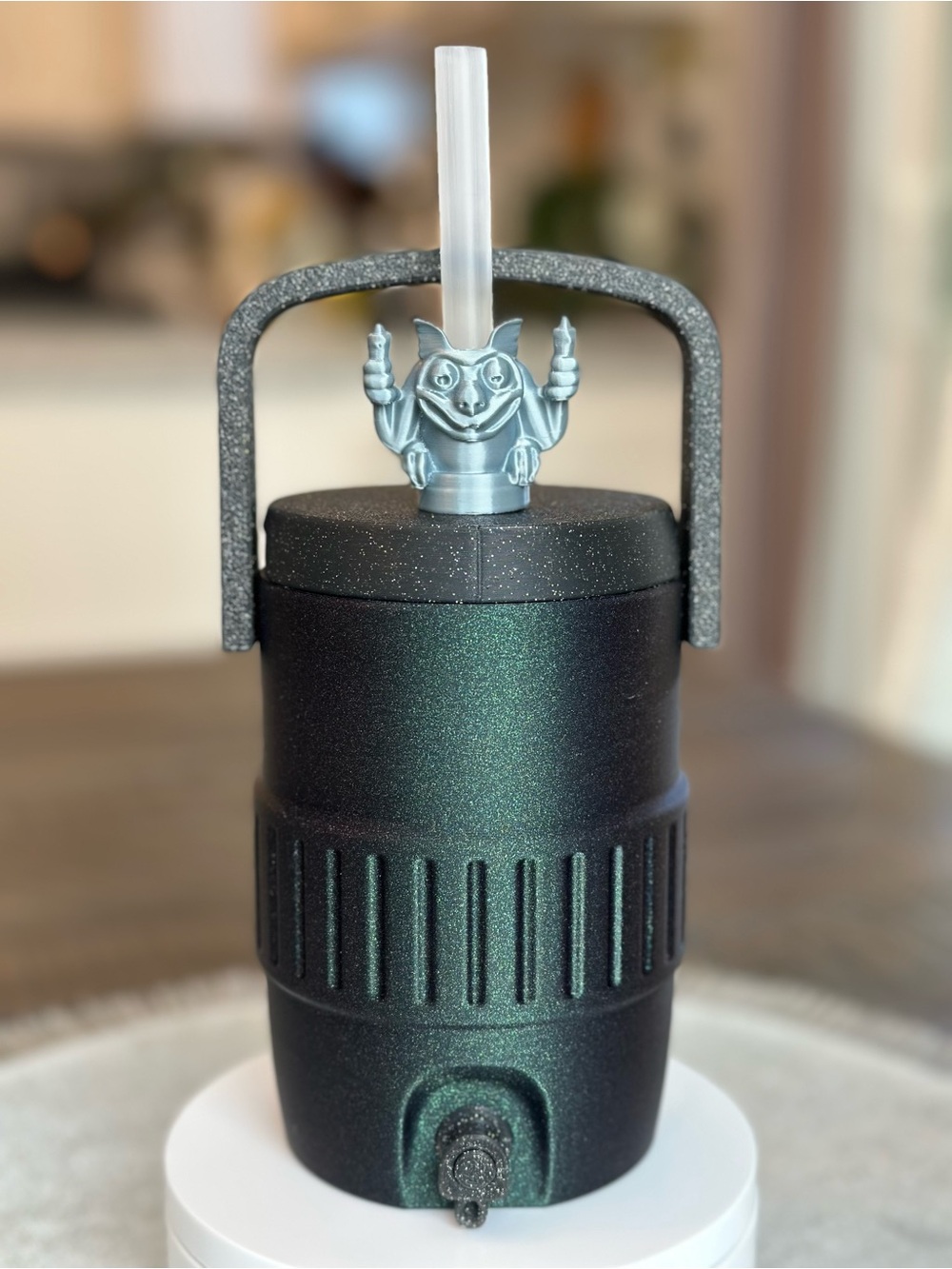 Disney Halloween Themed Can Cooler with Haunted Mansion Gargoyle Straw Topper